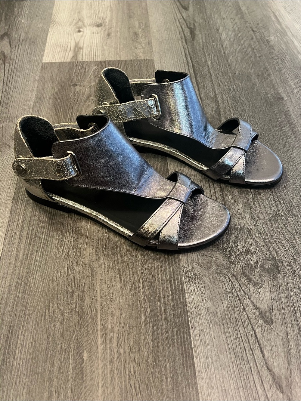 Zadig & Voltaire Silver Leather Sandals Size 37 US 6.5